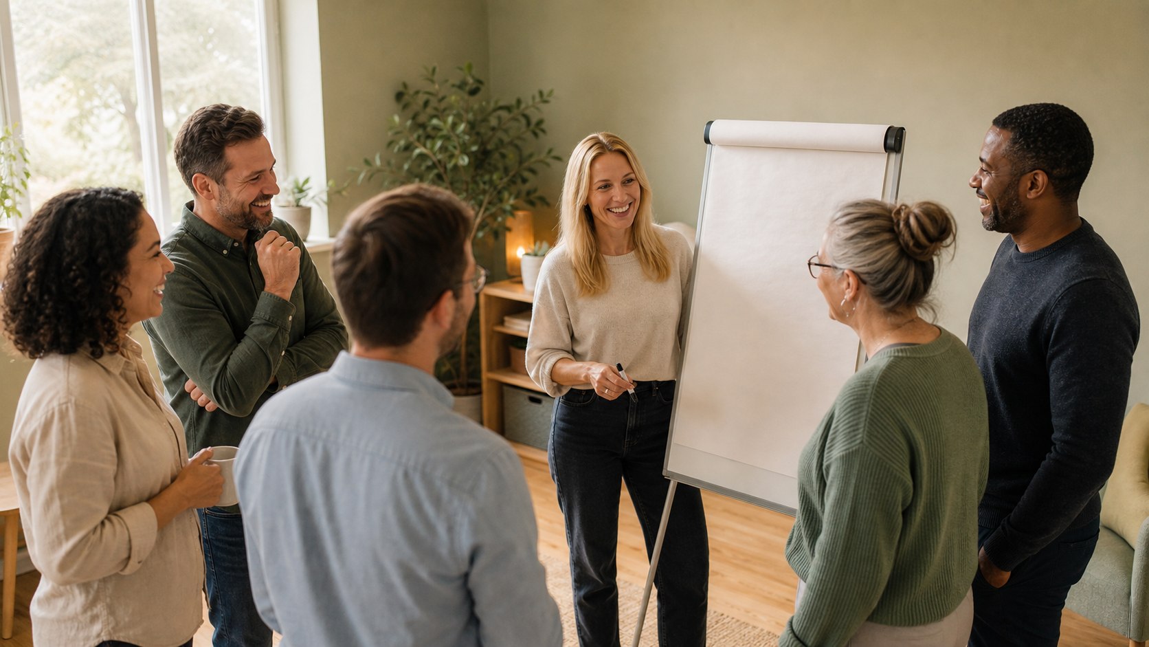 A facilitator guiding a welcoming team session